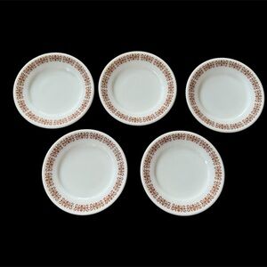 Pyrex Tableware by Corning Copper Filigree 5 Bread Plates 6.75" 704 EUC